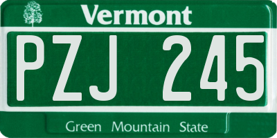 VT license plate PZJ245