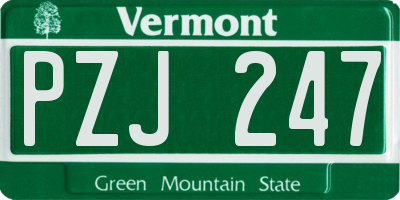 VT license plate PZJ247