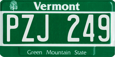 VT license plate PZJ249