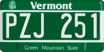 VT license plate PZJ251
