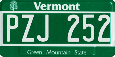 VT license plate PZJ252