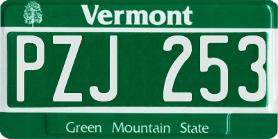 VT license plate PZJ253
