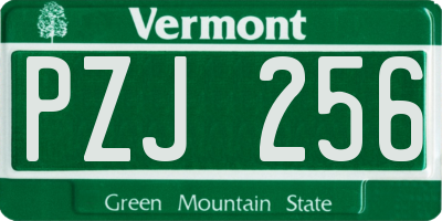 VT license plate PZJ256