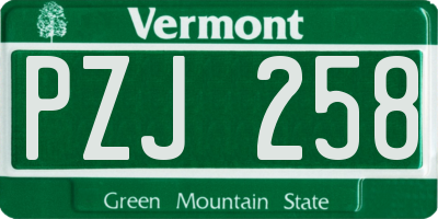 VT license plate PZJ258