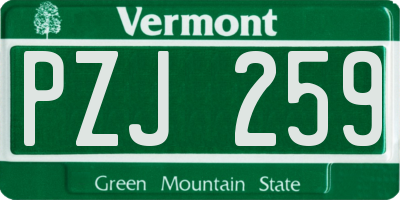 VT license plate PZJ259