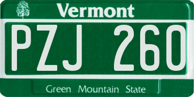 VT license plate PZJ260