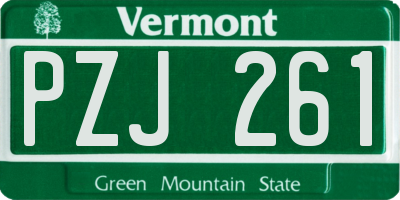 VT license plate PZJ261