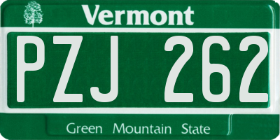 VT license plate PZJ262
