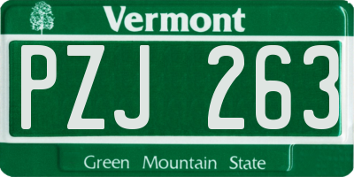 VT license plate PZJ263
