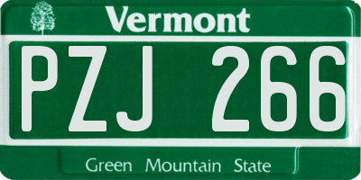 VT license plate PZJ266