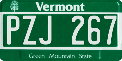 VT license plate PZJ267