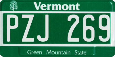VT license plate PZJ269