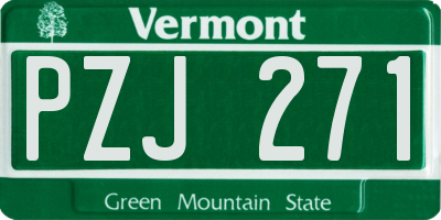 VT license plate PZJ271