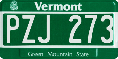 VT license plate PZJ273