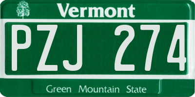 VT license plate PZJ274