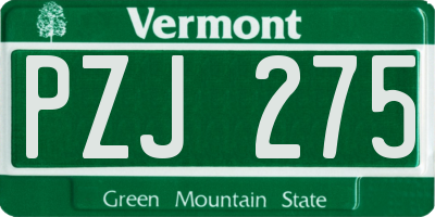 VT license plate PZJ275
