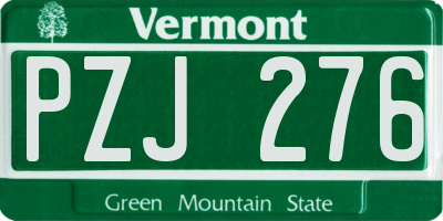 VT license plate PZJ276
