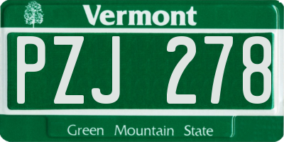VT license plate PZJ278