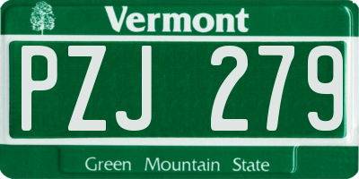 VT license plate PZJ279