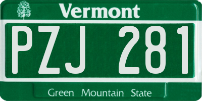 VT license plate PZJ281