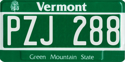 VT license plate PZJ288