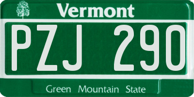 VT license plate PZJ290