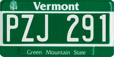 VT license plate PZJ291