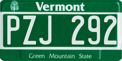 VT license plate PZJ292