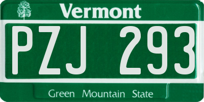 VT license plate PZJ293