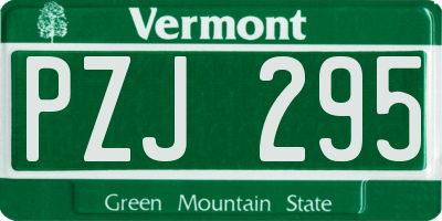 VT license plate PZJ295