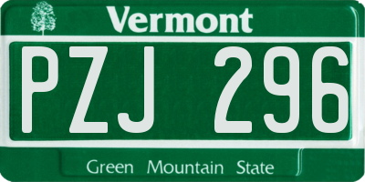 VT license plate PZJ296