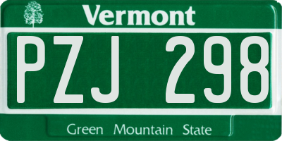 VT license plate PZJ298