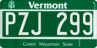 VT license plate PZJ299