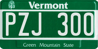 VT license plate PZJ300