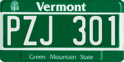 VT license plate PZJ301