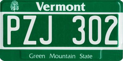 VT license plate PZJ302