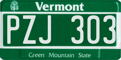 VT license plate PZJ303