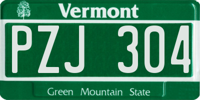 VT license plate PZJ304