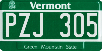 VT license plate PZJ305