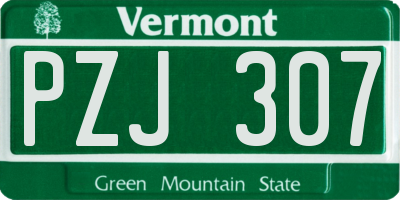 VT license plate PZJ307
