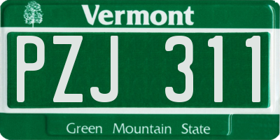 VT license plate PZJ311