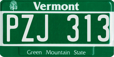 VT license plate PZJ313