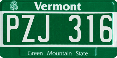 VT license plate PZJ316