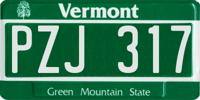 VT license plate PZJ317
