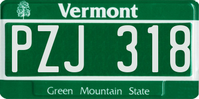 VT license plate PZJ318
