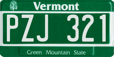 VT license plate PZJ321
