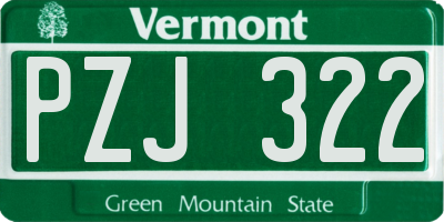 VT license plate PZJ322