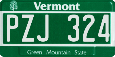 VT license plate PZJ324