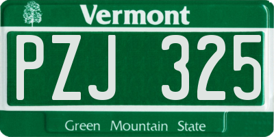 VT license plate PZJ325
