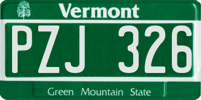 VT license plate PZJ326